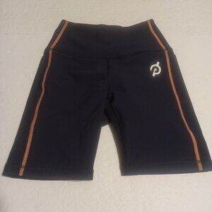 Peloton Women's Skin Tight Shorts Size XS Dark Navy/Orange Stripes